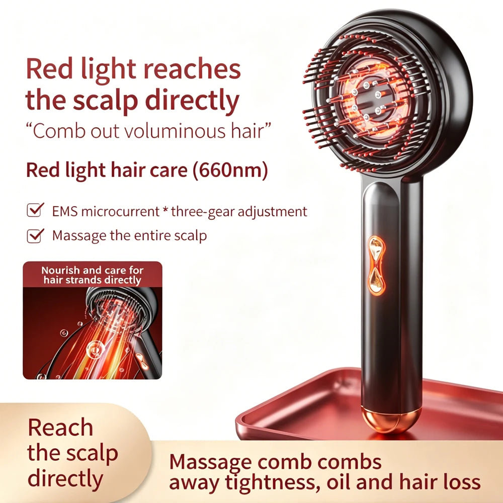 Electric Vibration Massage Comb Hair Care Massage Scalp Red Light  Anti Hair Loss Liquid Oil Applicator