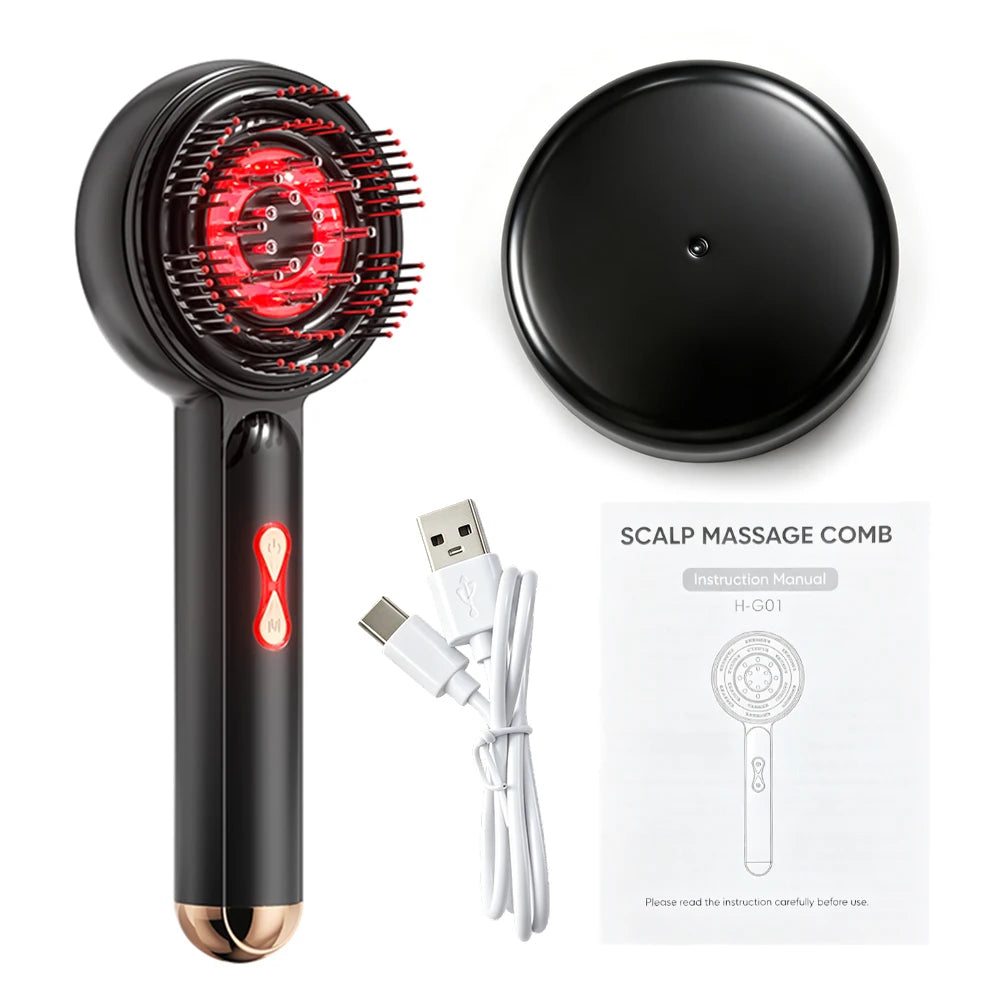 Electric Vibration Massage with Light  Scalp Brush Anti Hair Loss Liquid Oil Applicator