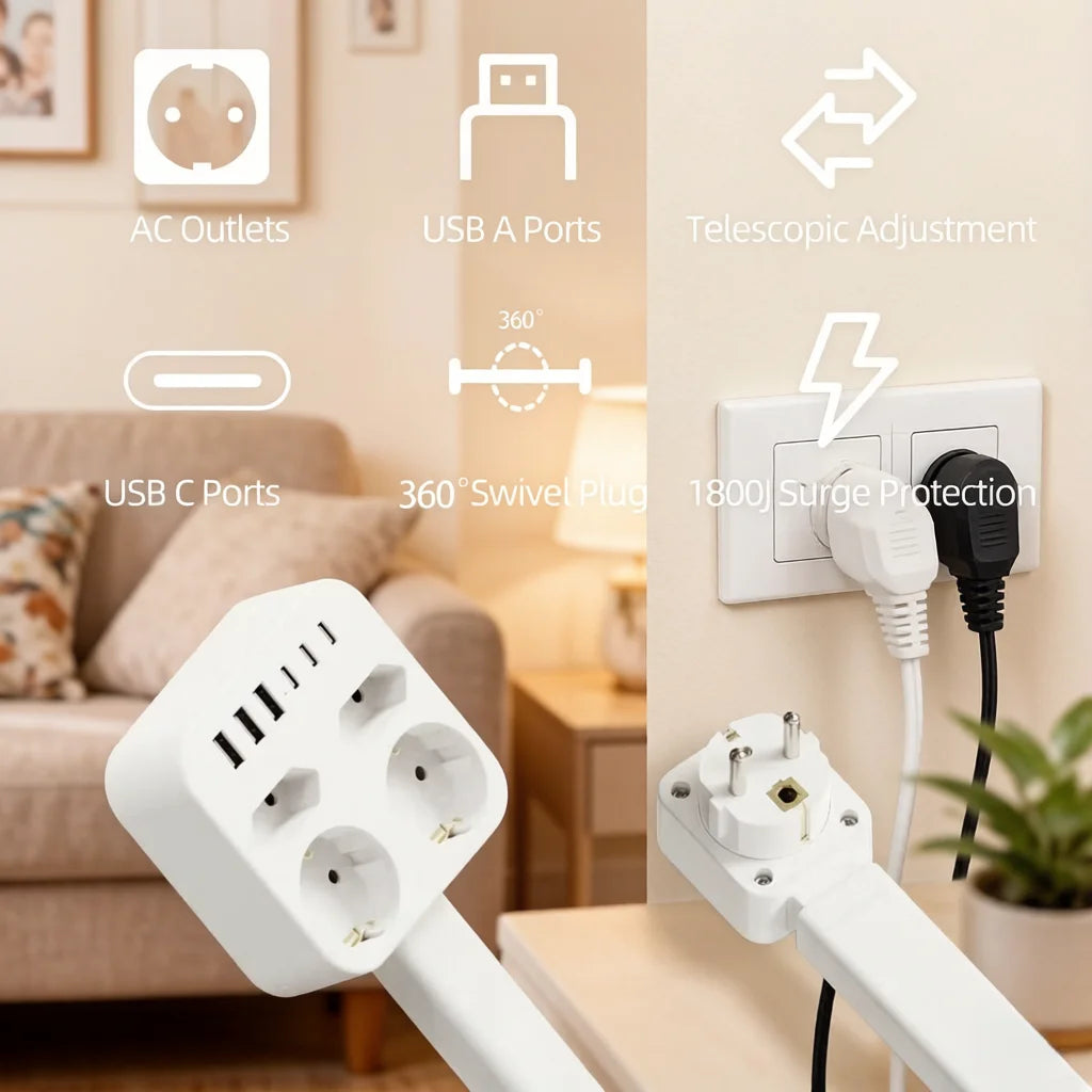 ReachPlug -Telescopic Wall Outlet Extender - 180°