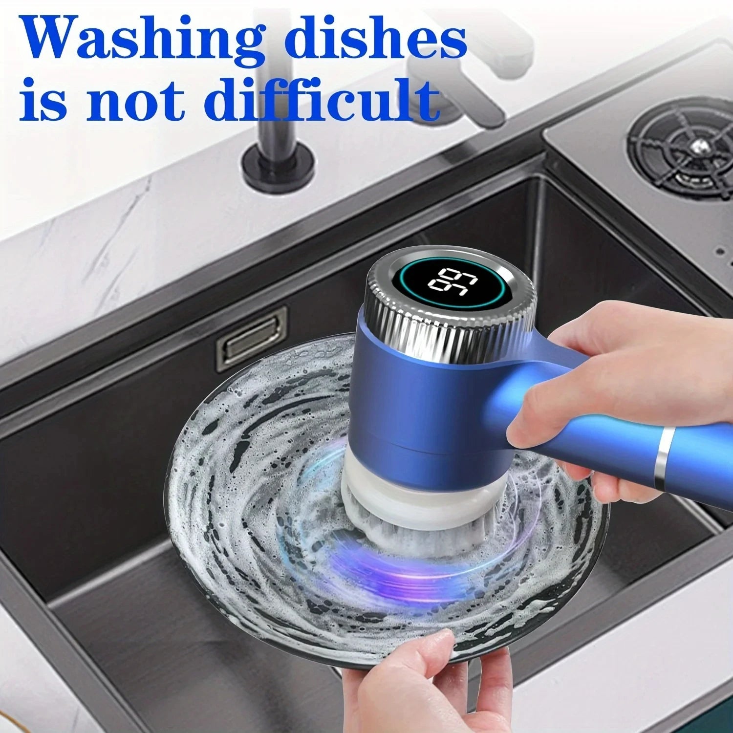 Electric Spin Scrubber With 5 Replaceable Brush Head, Three-speeerd Adjustable Handheld Rechargeable