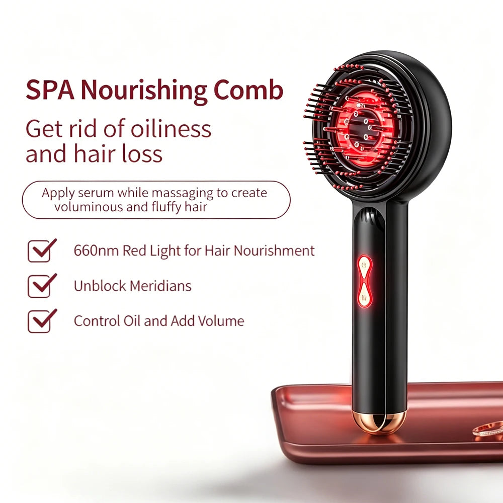 Electric Vibration Massage with Light  Scalp Brush Anti Hair Loss Liquid Oil Applicator