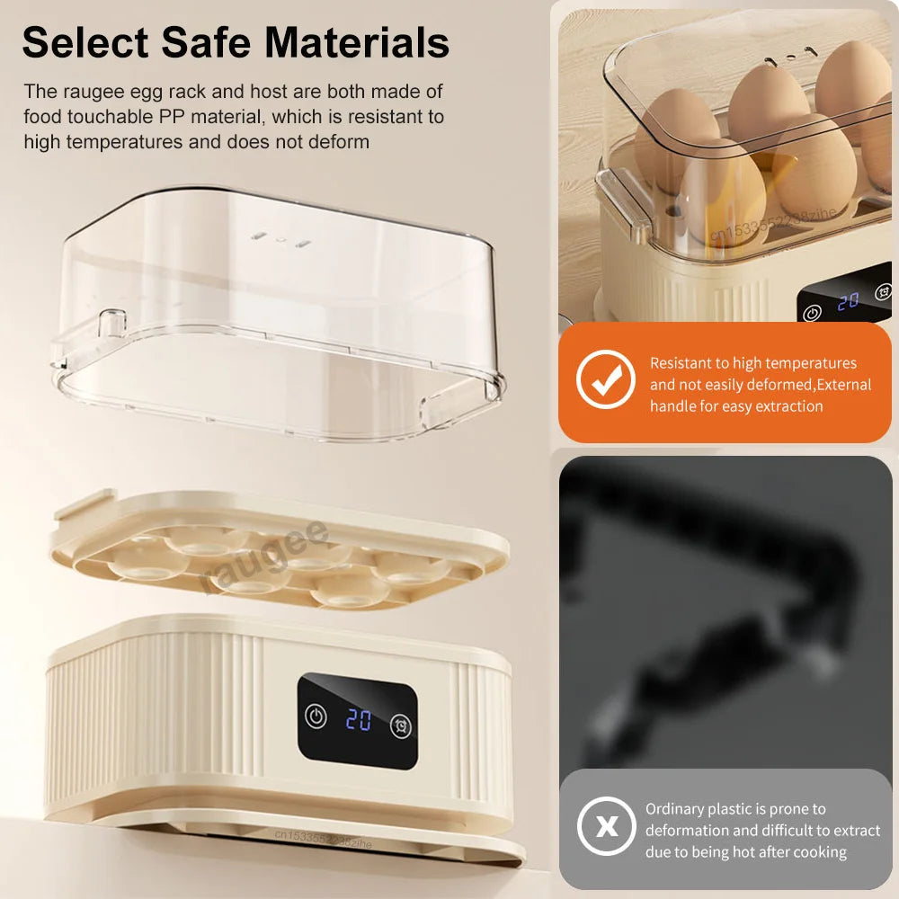 Electric Egg Boiler Mini Egg Cooker With Timer Auto-Shut Off