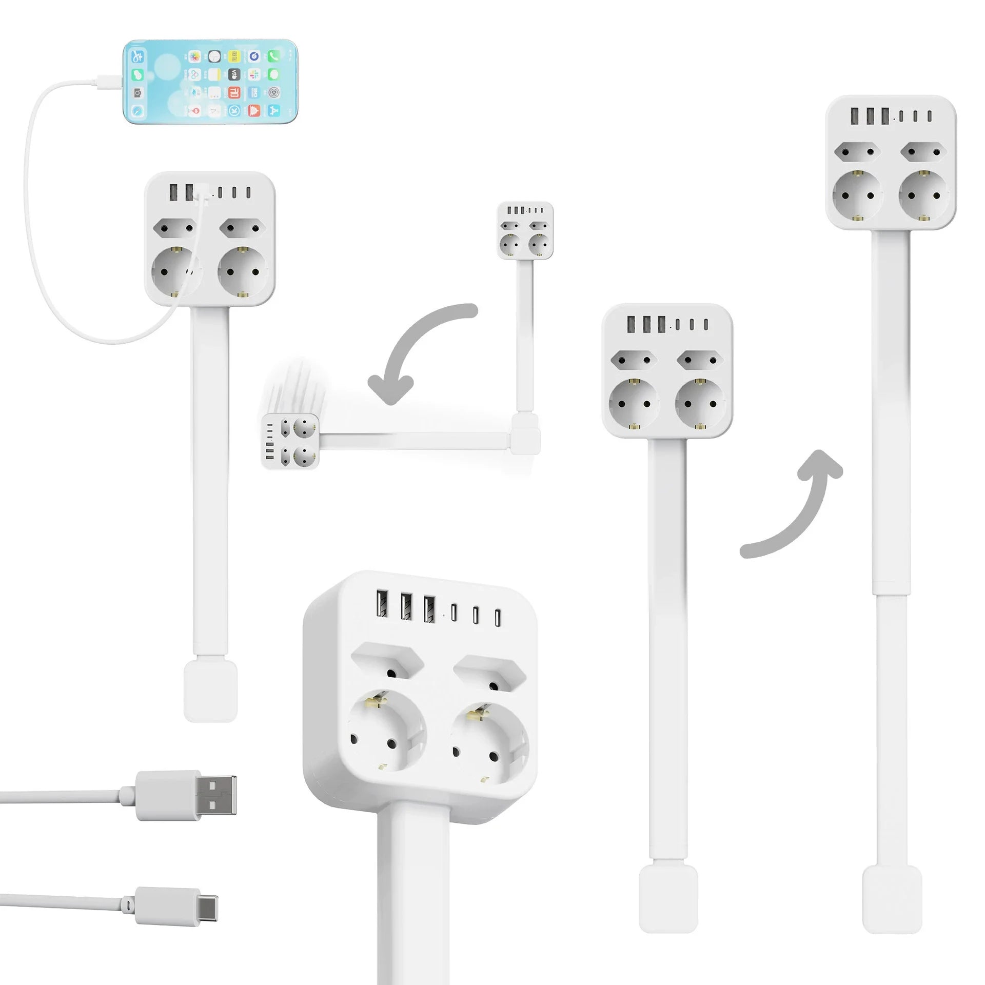 ReachPlug -Telescopic Wall Outlet Extender - 180°