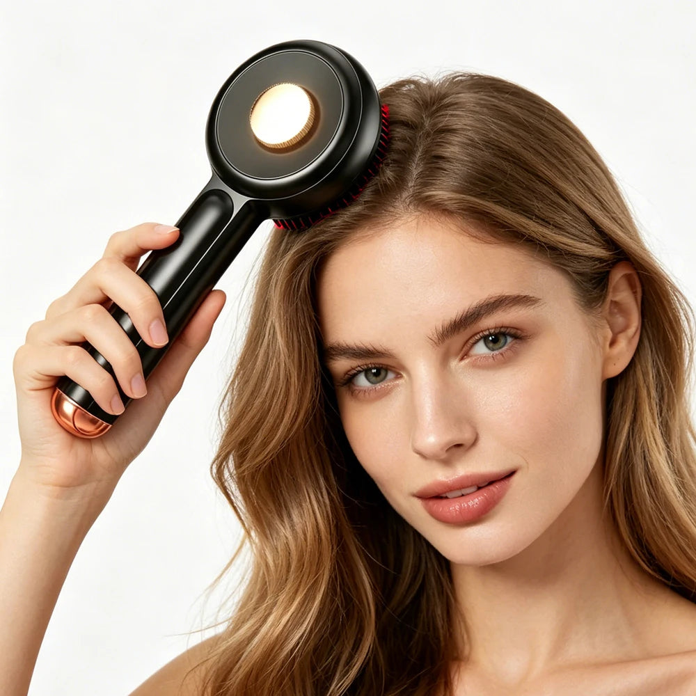 Electric Vibration Massage with Light  Scalp Brush Anti Hair Loss Liquid Oil Applicator