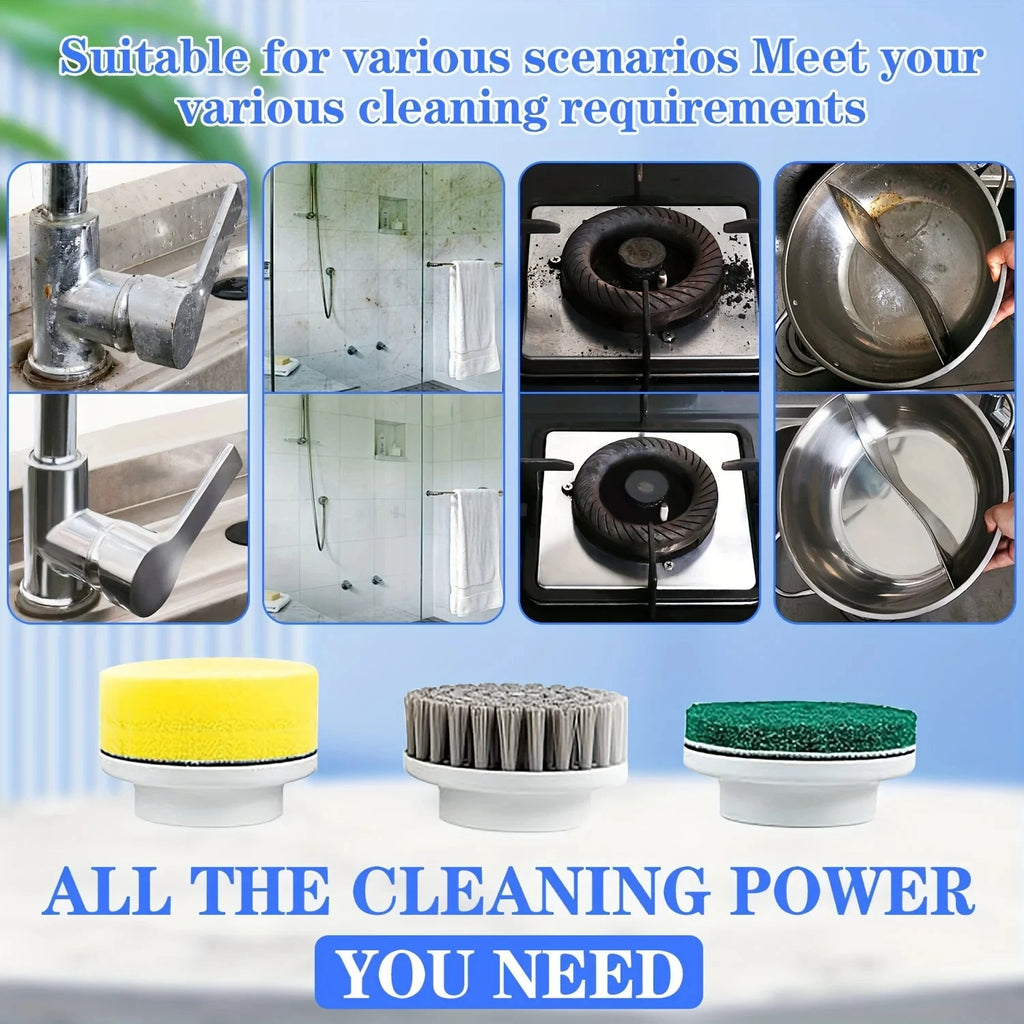 Electric Spin Scrubber With 5 Replaceable Brush Head, Three-speeerd Adjustable Handheld Rechargeable