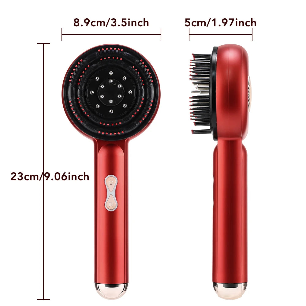 Electric Massage Comb Vibration Massager Red Blue Light Follicle Scalp Brush Hair Growth Anti Hair Loss Liquid Oil Applicator