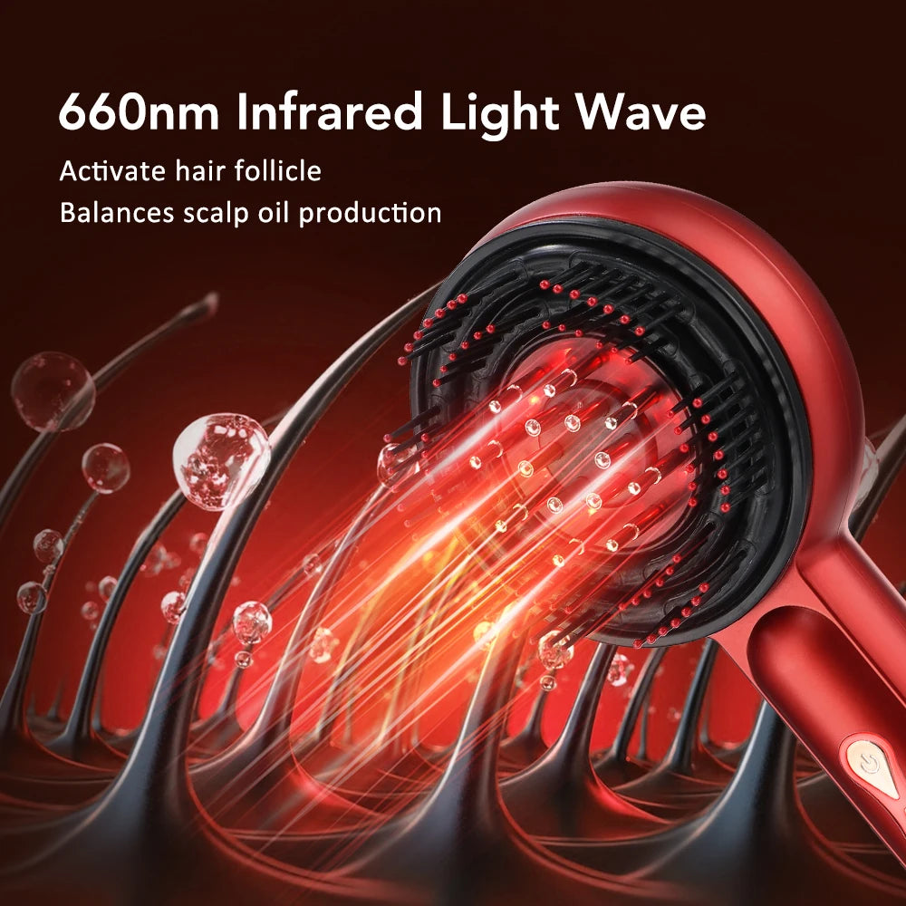 Electric Massage Comb Vibration Massager Red Blue Light Follicle Scalp Brush Hair Growth Anti Hair Loss Liquid Oil Applicator
