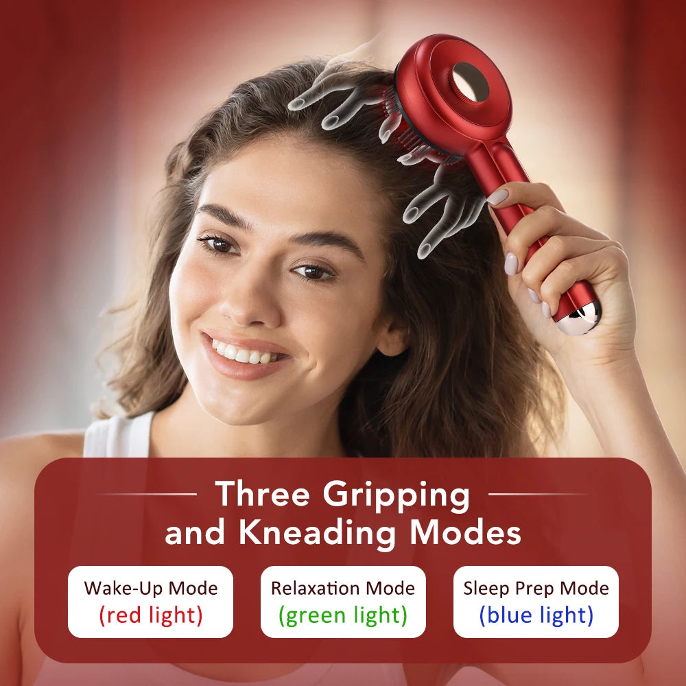 Electric Massage Comb Vibration Massager Red Blue Light Follicle Scalp Brush Hair Growth Anti Hair Loss Liquid Oil Applicator