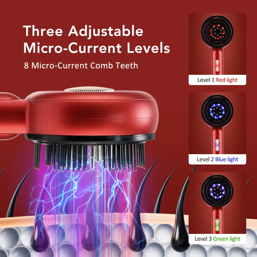 Electric Massage Comb Vibration Massager Red Blue Light Follicle Scalp Brush Hair Growth Anti Hair Loss Liquid Oil Applicator