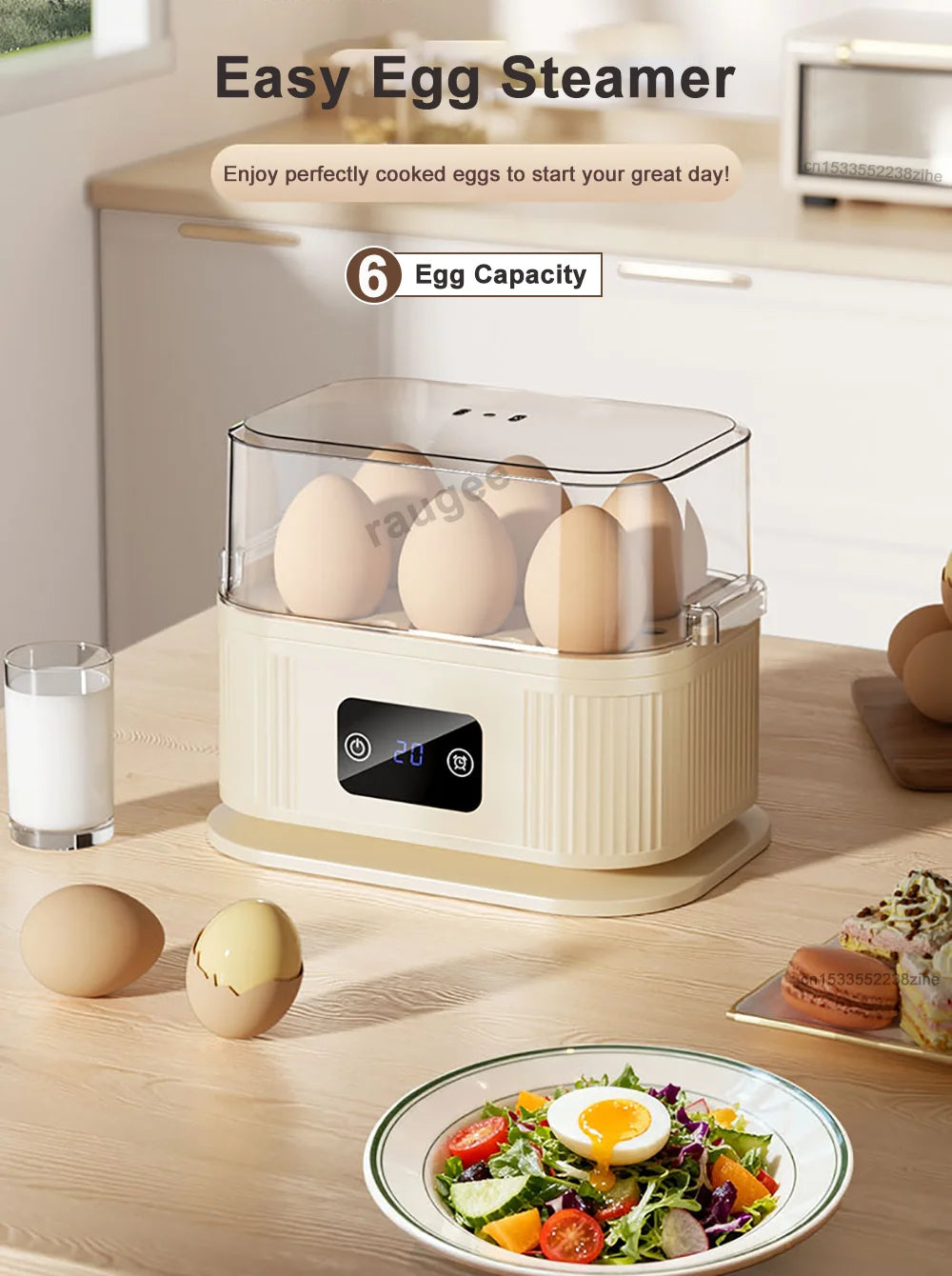 Electric Egg Boiler Mini Egg Cooker With Timer Auto-Shut Off