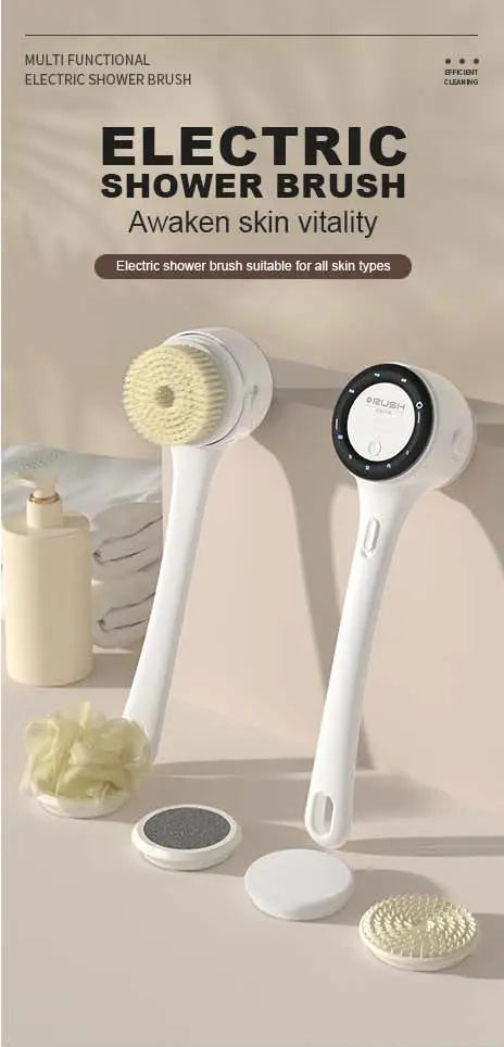NEW Electric Shower Cleaning Brush 5 Heads 3 Gears Spinning