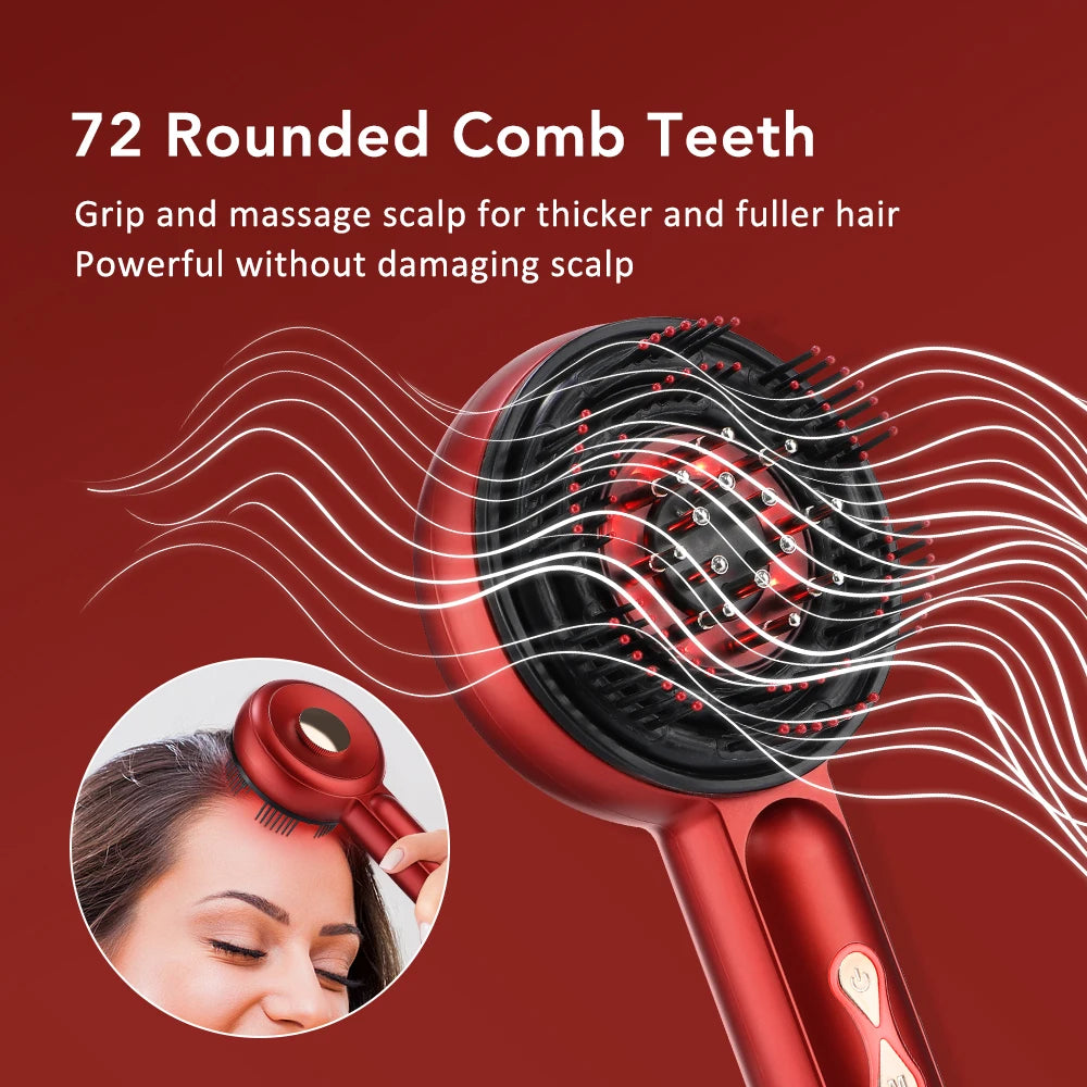 Electric Massage Comb Vibration Massager Red Blue Light Follicle Scalp Brush Hair Growth Anti Hair Loss Liquid Oil Applicator
