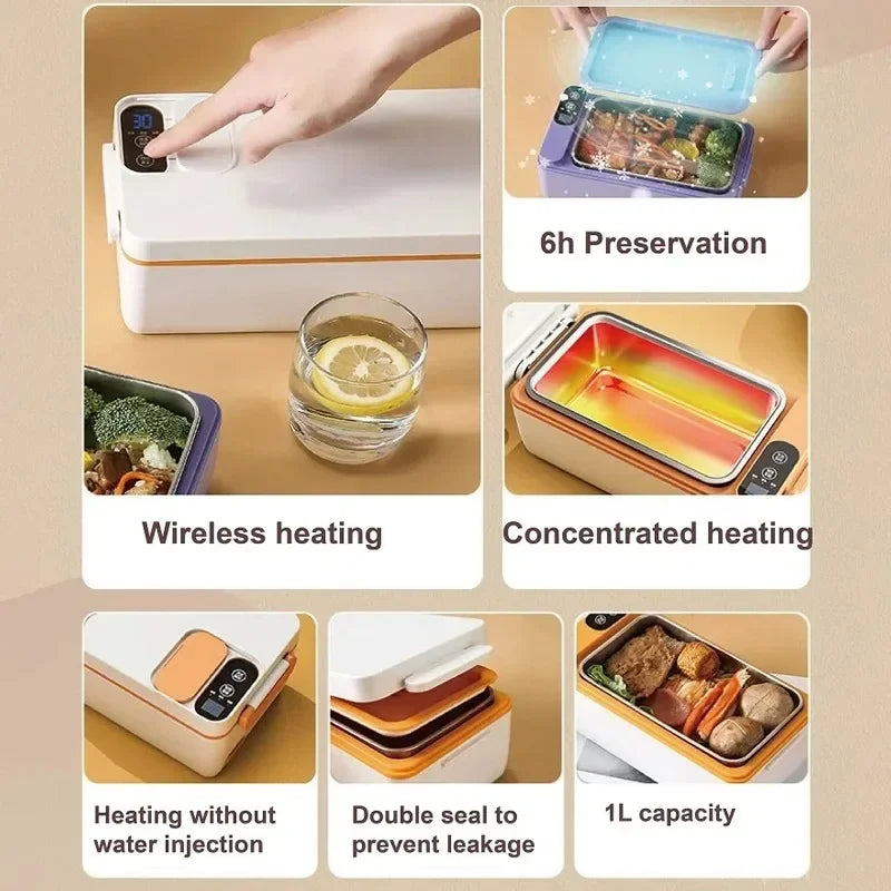 1L USB Electric Lunch Box Portable Heated Food Warmer