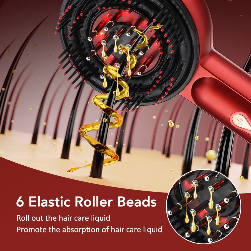 Electric Massage Comb Vibration Massager Red Blue Light Follicle Scalp Brush Hair Growth Anti Hair Loss Liquid Oil Applicator