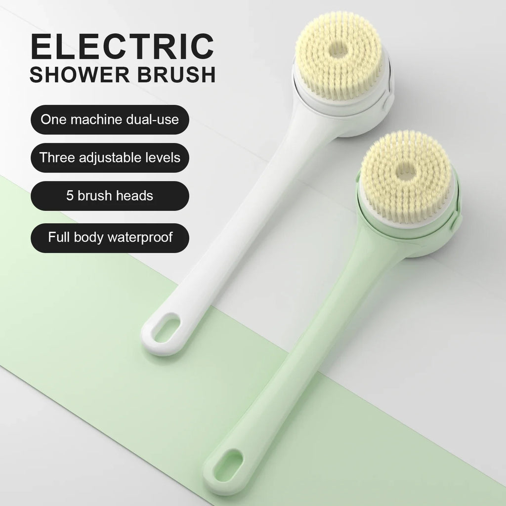NEW Electric Shower Cleaning Brush 5 Heads 3 Gears Spinning